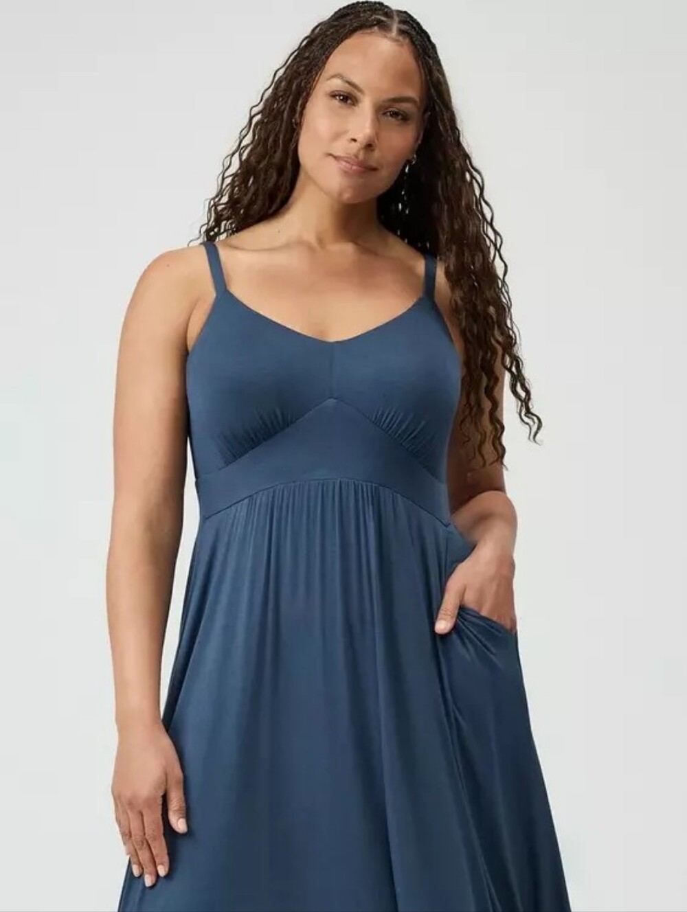 Torrid Midnight Navy Blue Super Soft Jersey Tiered Maxi Dress Size 1X NWT - Picture 2 of 7